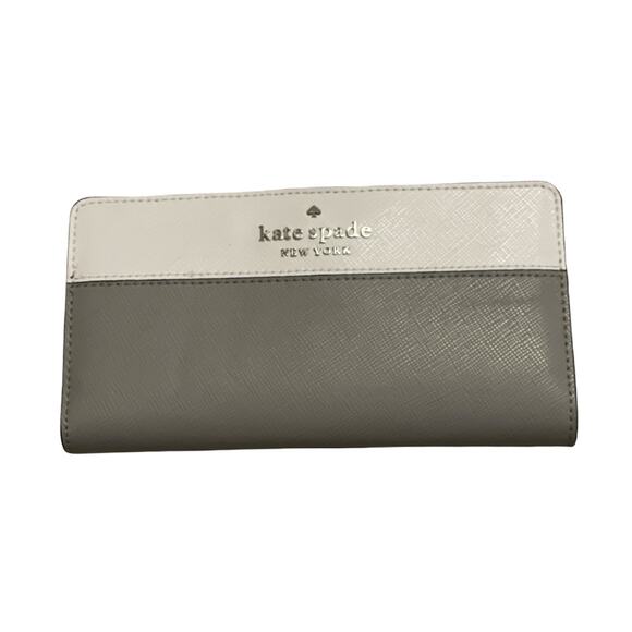Kate Spade Staci Color Block large slim bifold wallet in nimbus Grey Multi - Picture 1 of 4